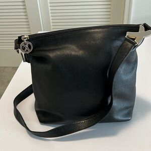 Vintage Paloma Picasso Shoulder bag or purse - black leather- made in Italy